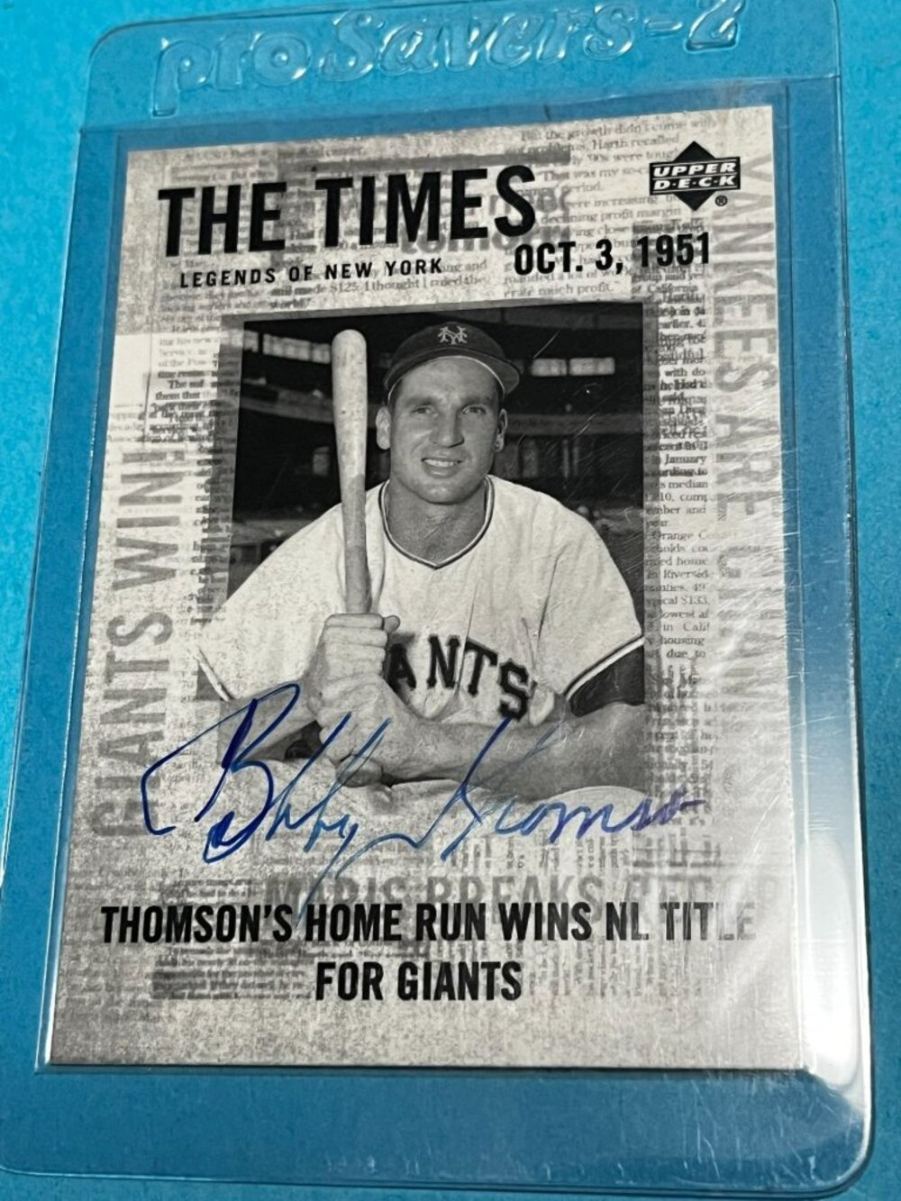 2001 Upper Deck Legends of New York #182 Bobby Thomson Auto Autograph Signed